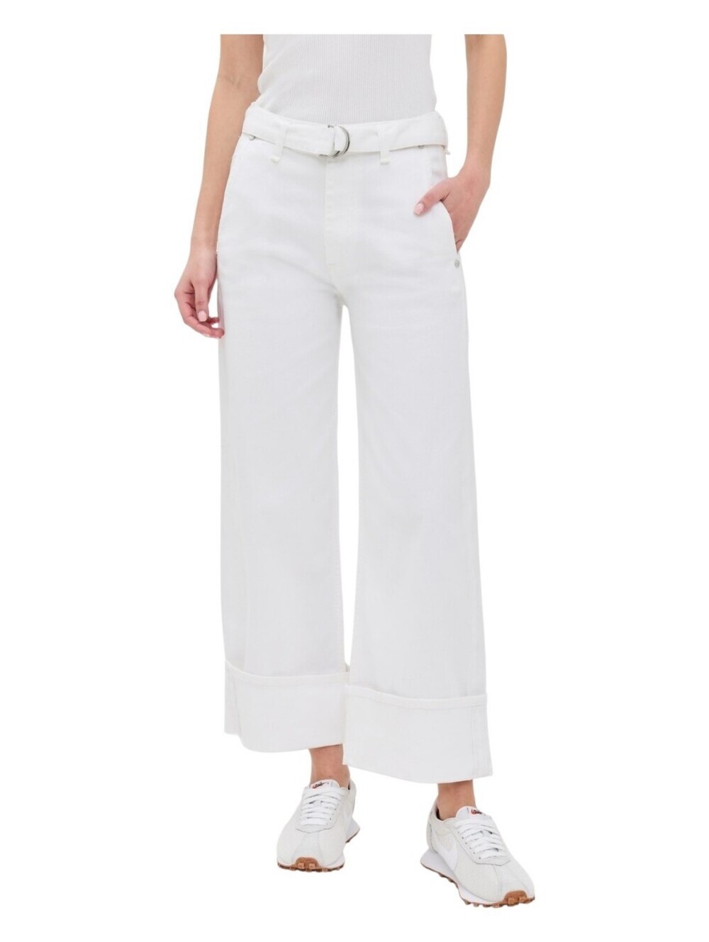 NWT Rag & Bone The Andi Belted High Rise Ankle Wide Leg Jeans Optic White Sz 30 - Picture 4 of 13